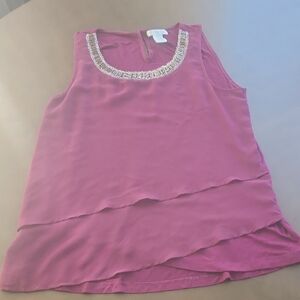Design History Mauve Sleeveless Top with Metallic Trim